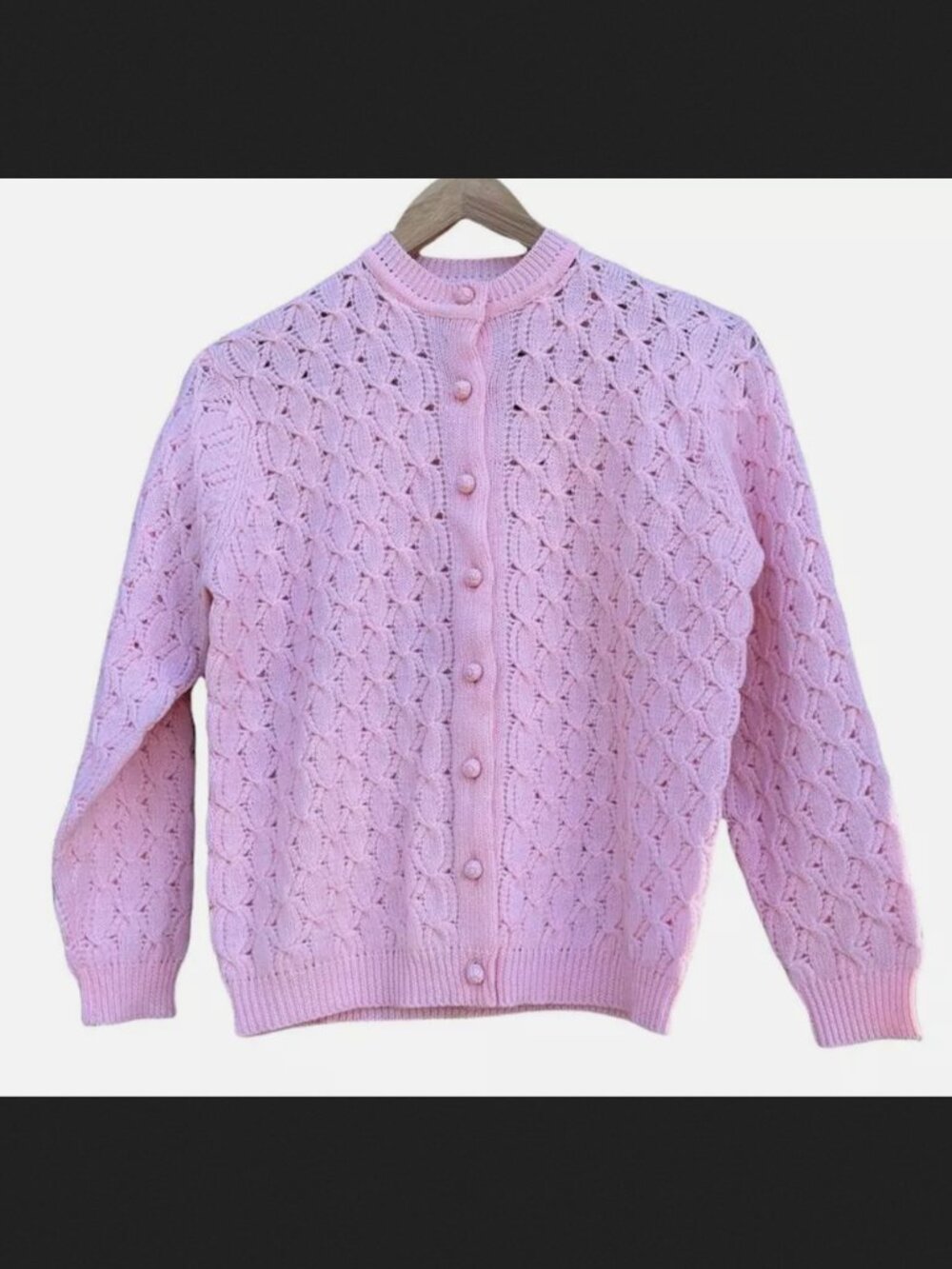 American vintage crochet pink cardigan